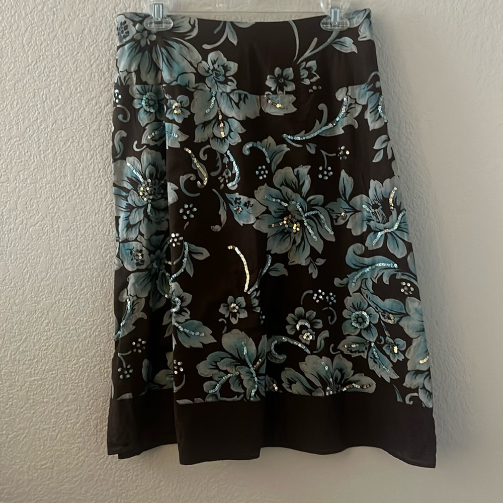 Brown/teal with sequin accent skirt